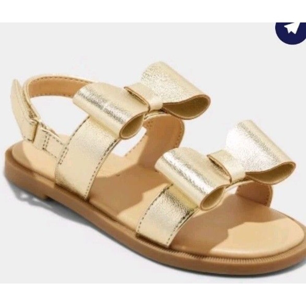 Cat & Jack Toddler Girls' Ruby Bow Sandals Gold